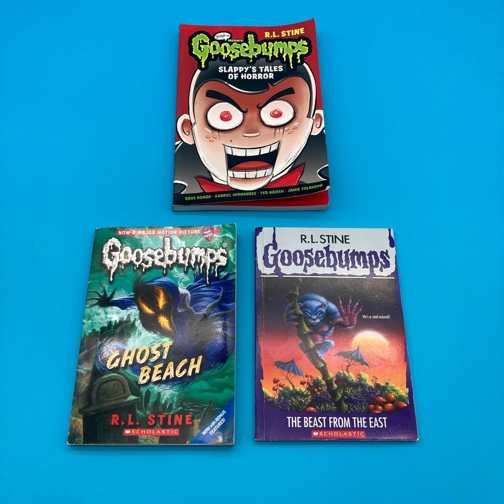 Lot 3 R.L. Stine Goosebumps Books Beast From East, Ghost Beach, Slappy Graphix